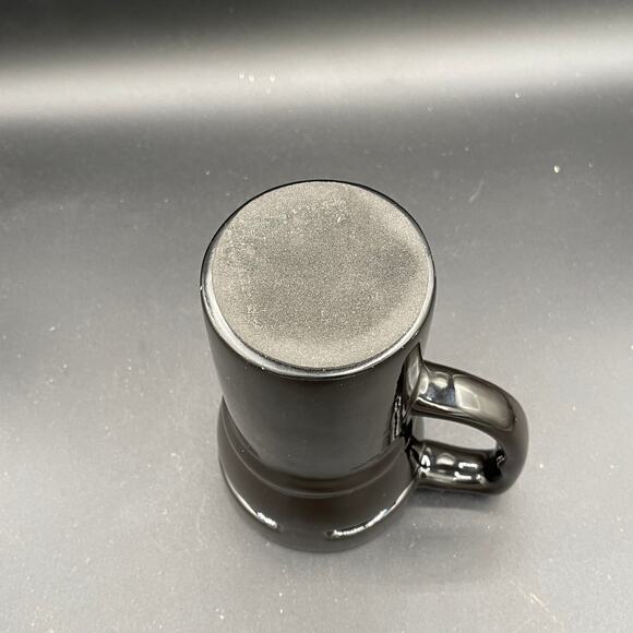 Black Ceramic Coffee Mug with Lid and Rubber Base - Fish and Cross Symbol - Picture 8 of 9